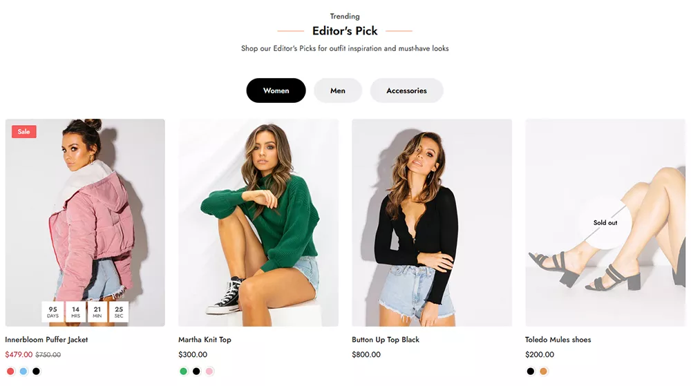 Premium Shopify Theme - Collections Tabs and Products Slider