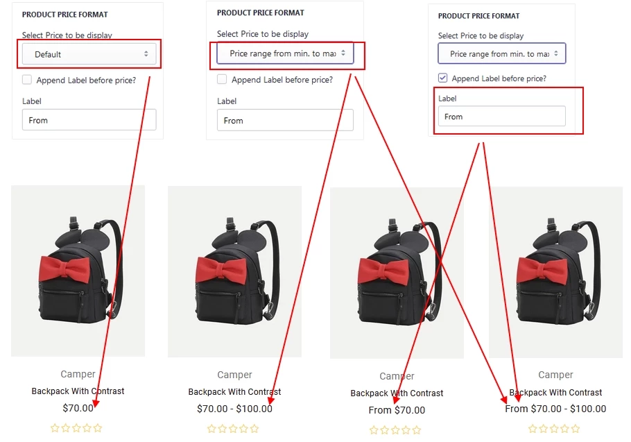 Products grid price display option added