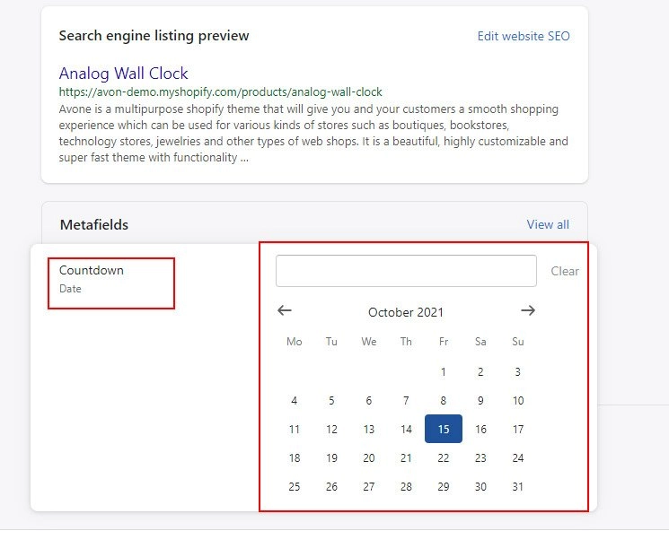Add product countdown Shopify