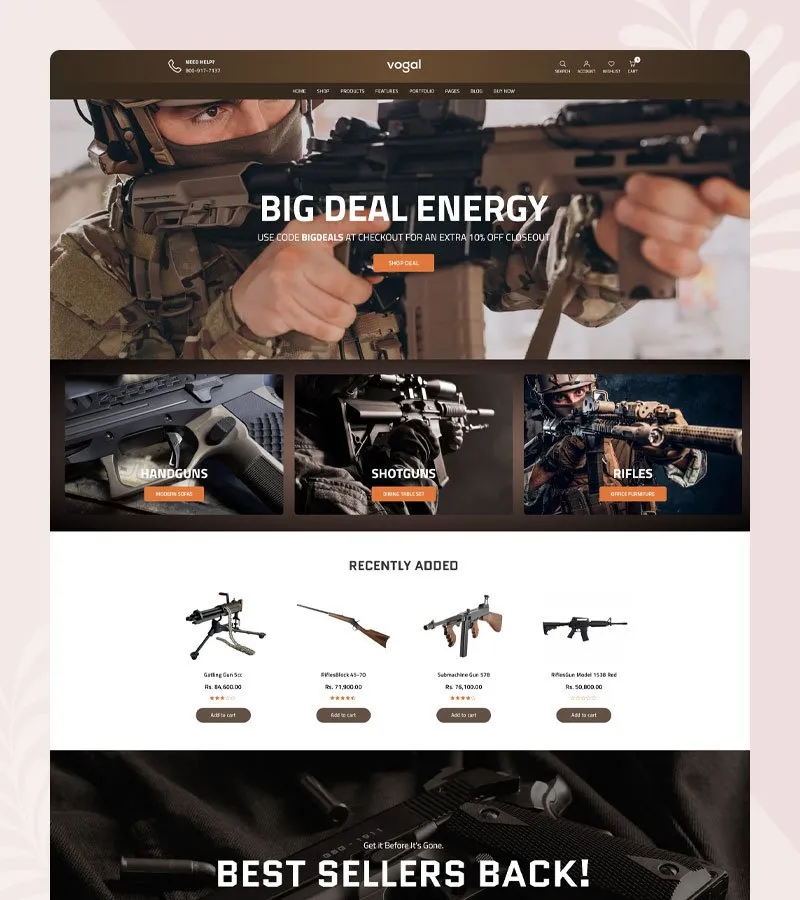 Weapons Shopify theme