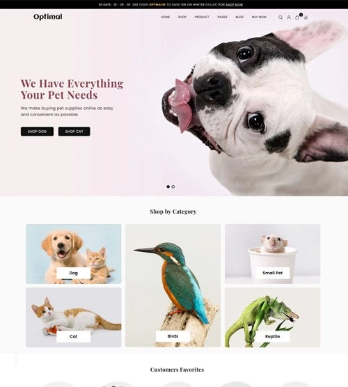 Optimal Shopify theme: Pets demo store
