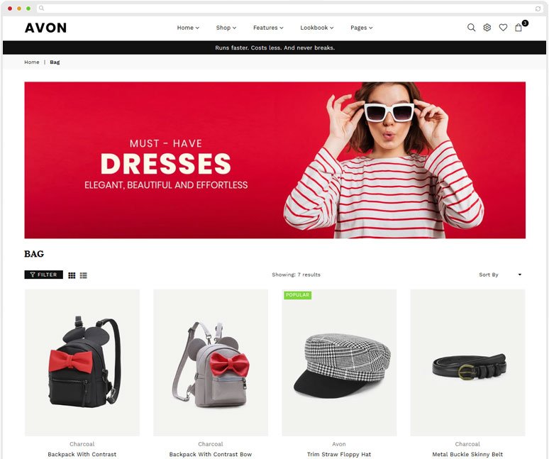 Avone collection page