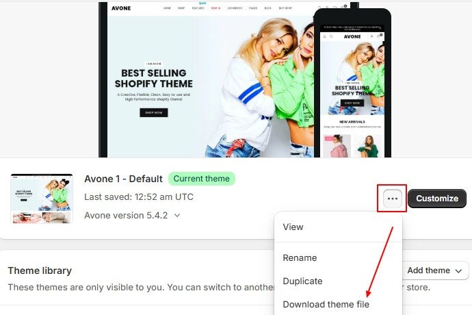 Download Theme files to update theme