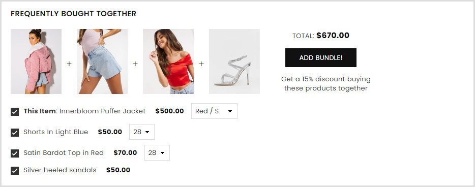 Upsell product bundle section