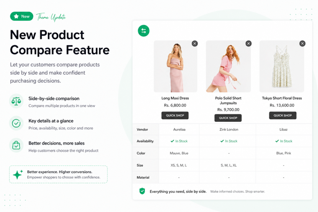 shopify product compare feature