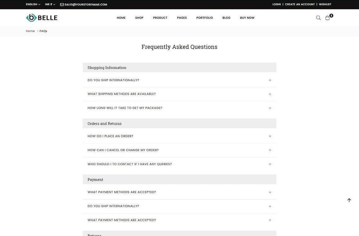 FAQ's page