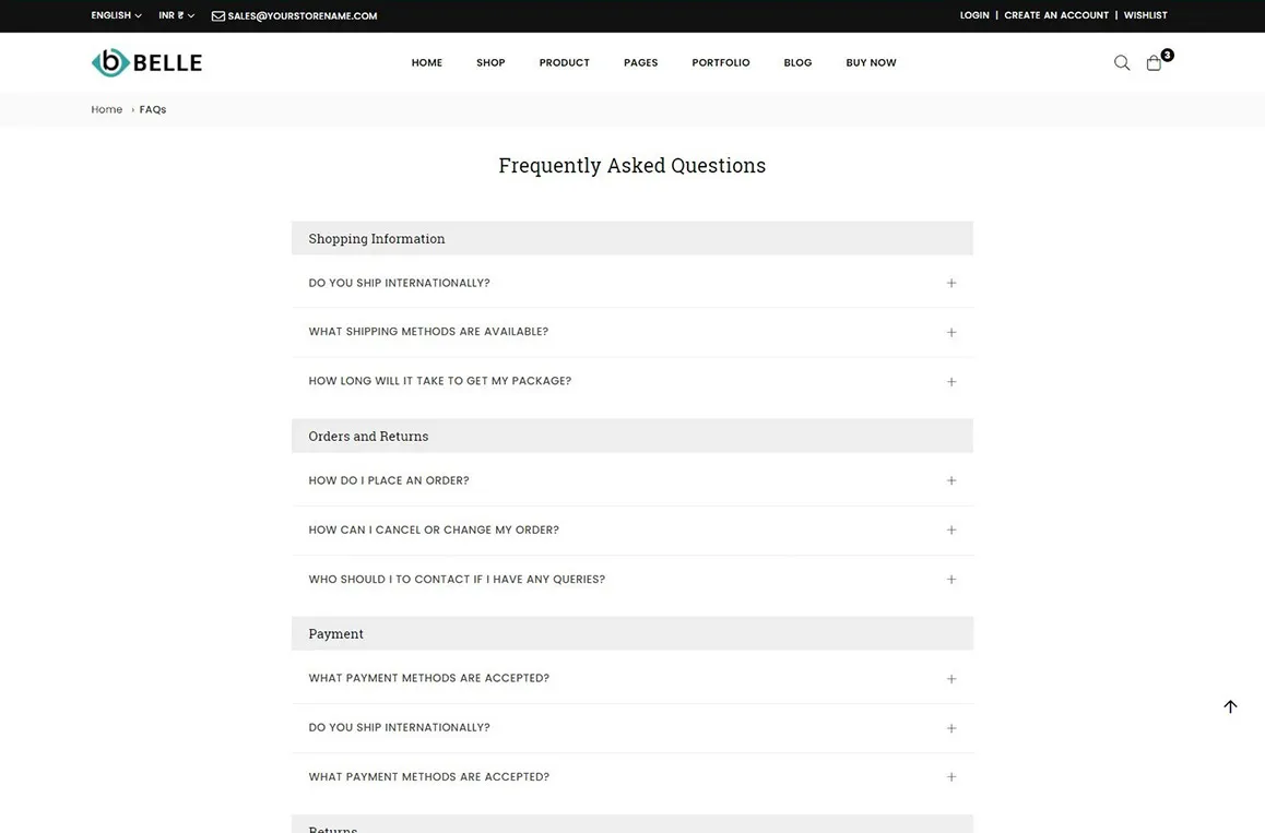 FAQ's page