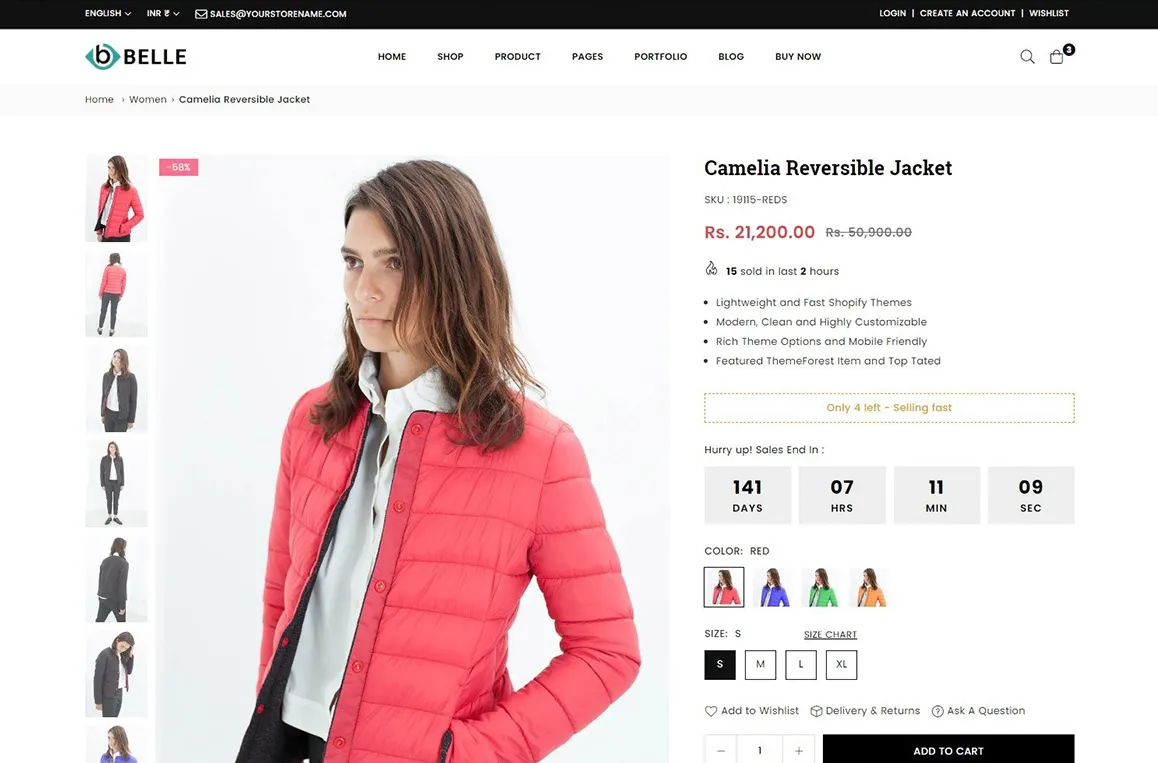 Product page Design with thumbnails