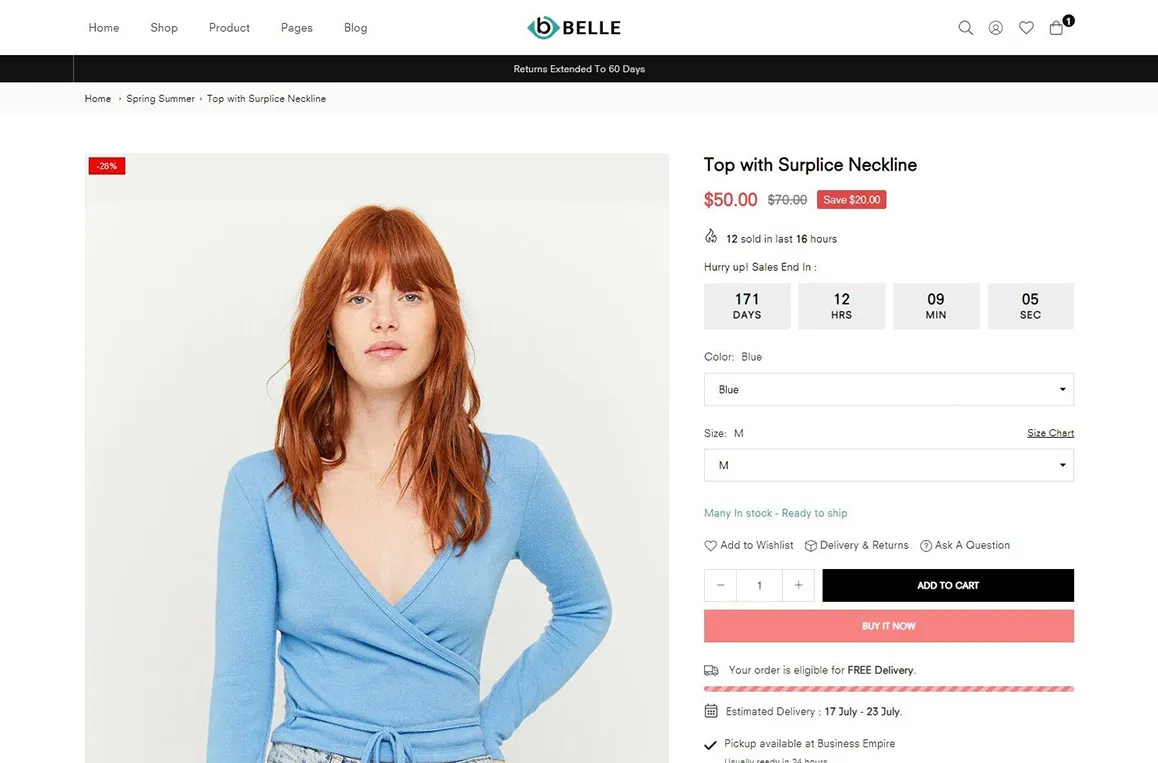 Product page, media scrolling gallery