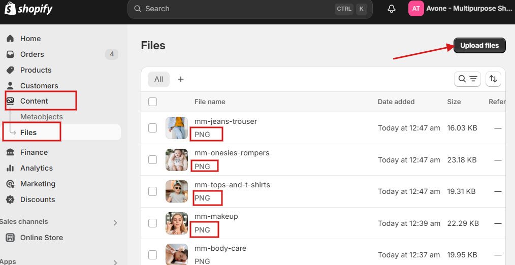 Upload image in files