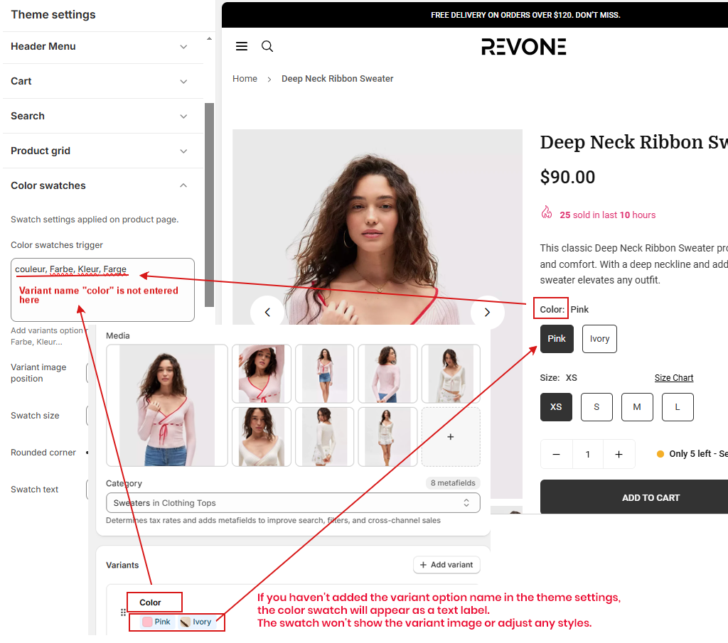 Color variant swatches