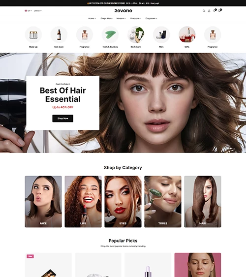 Revone theme Cosmetic Demo