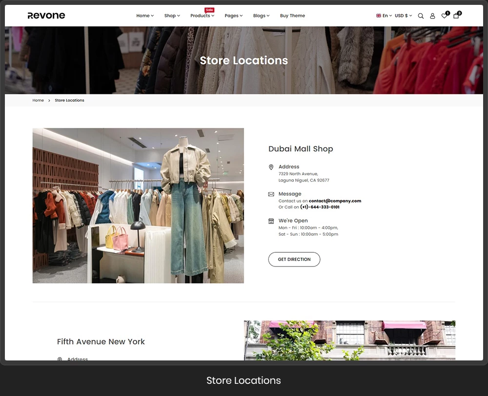 Store Locations Page