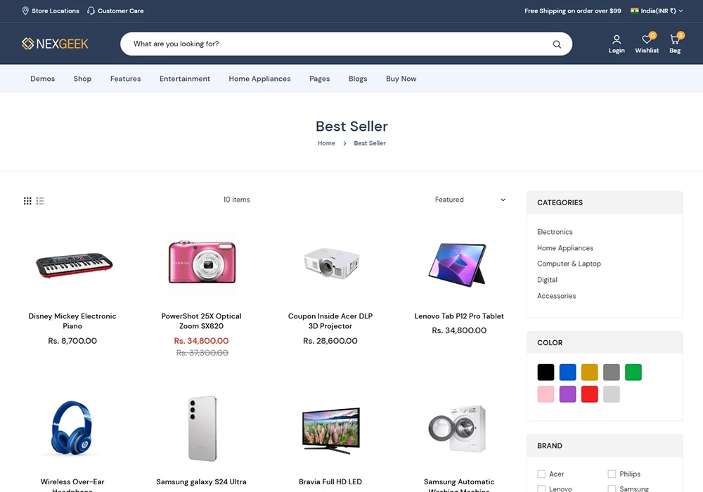 NexGeek Collection page