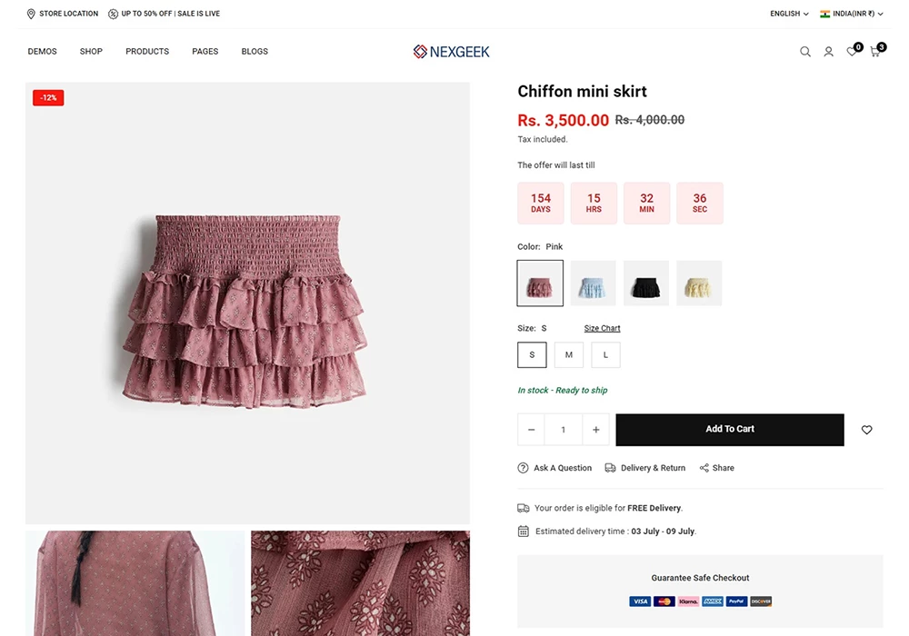 NexGeek product page grid media gallery