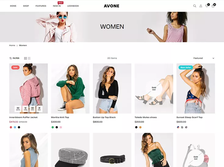 page banner in collection page of Avone Shopify theme