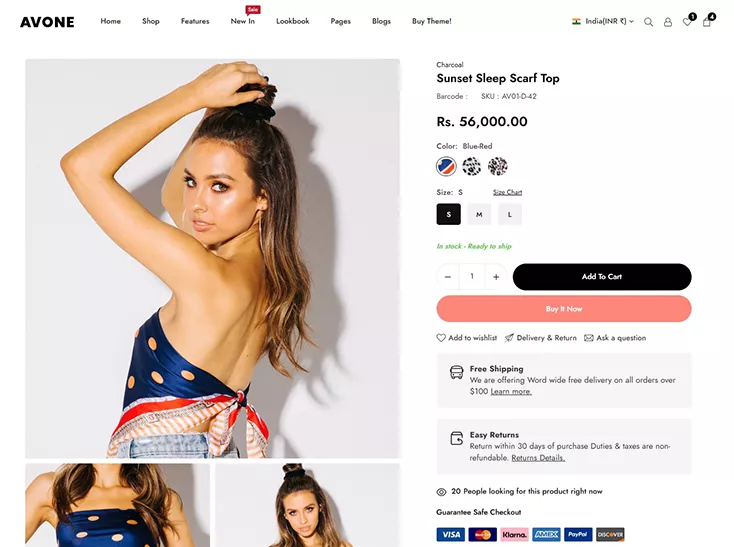 Avone shopify theme product page media gallery