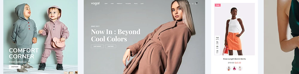 Dynamic collection banner sections and customizable blocks built into Vogal Shopify theme