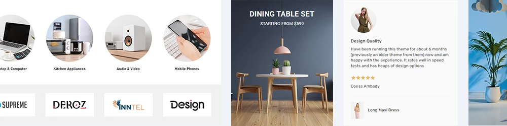 Showcase of 50 plus dynamic theme sections and customizable blocks built into Vogal Shopify theme