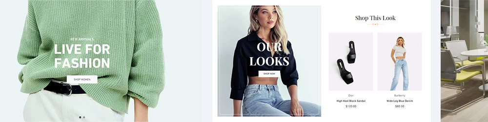 Showcase of lookbook sections and blocks built into Vogal Shopify theme