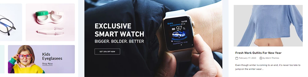 Showcase of 50 plus dynamic theme sections and customizable blocks built into Vogal Shopify theme