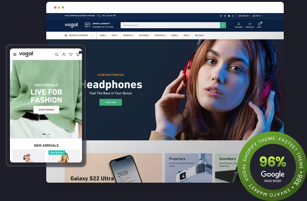 Vogal Multipurpose a fastest Shopify Theme